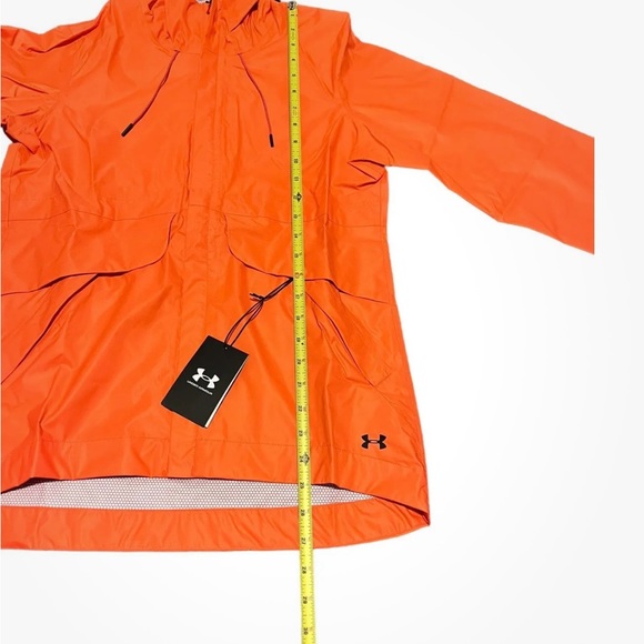 Under Armour NWT Orange Rain Jacket, full zip, with hood. Women’s Small - Picture 6 of 13